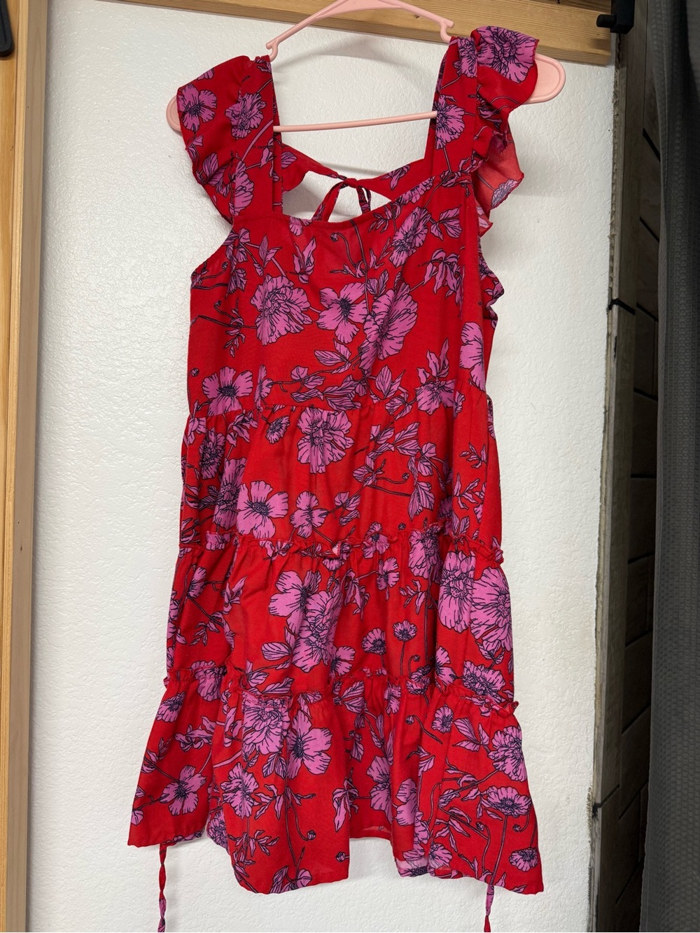 Red Floral Tie-Back Sundress